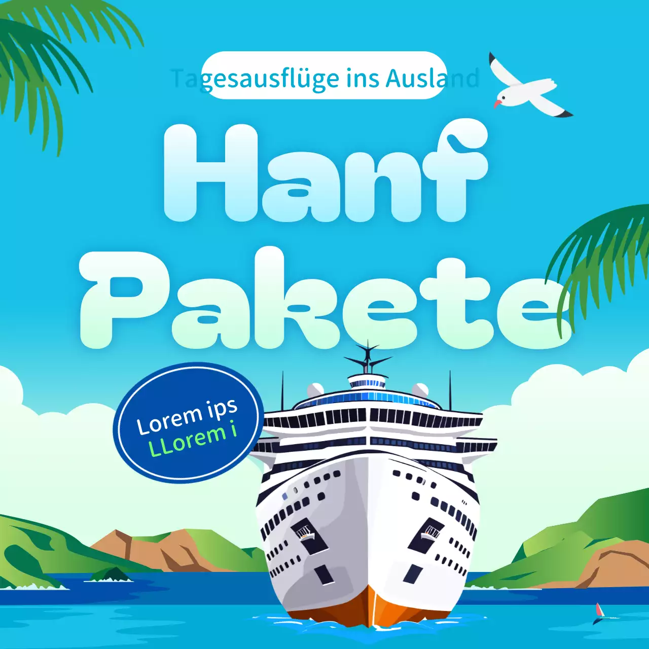 Förderung des natürlichen Blaus und Grüns der Reiseprodukte von Hemp Island