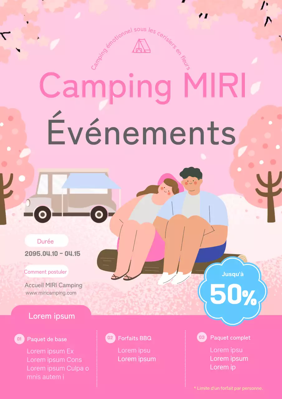 Promouvoir une vente sur un joli camping rose