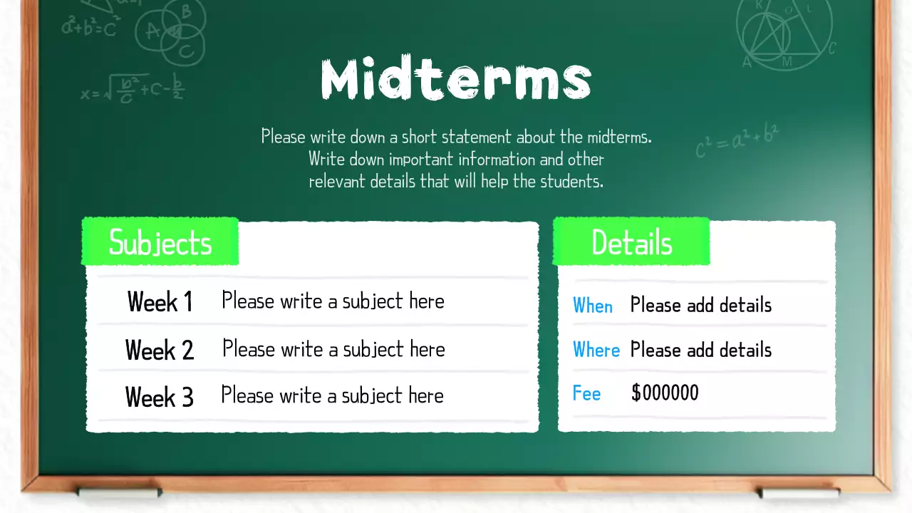 A cute green and white school announcement