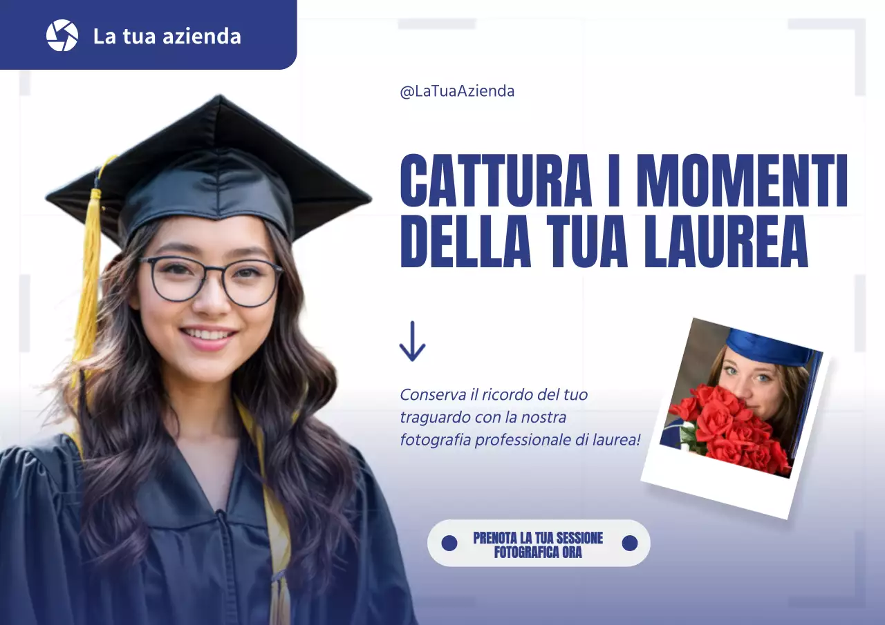 Blue Modern Your Graduation Moments Pubblicità