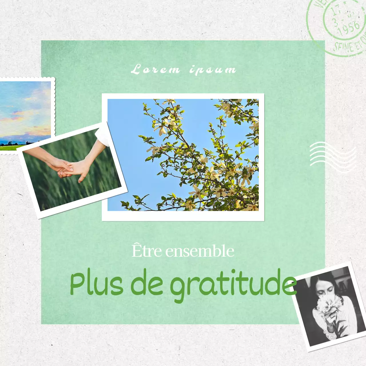 Un simple message de sentiment vert et ivoire pour le Mois de la Reconnaissance