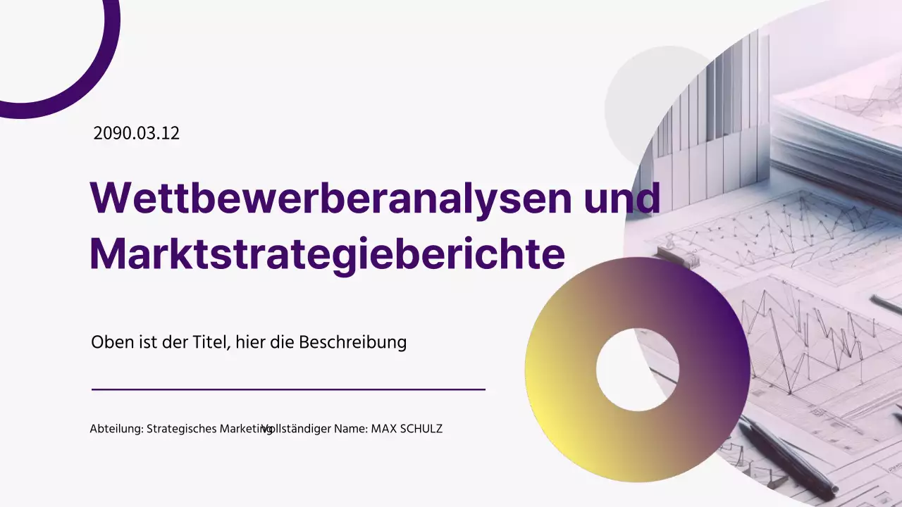 Geometrische Wettbewerberanalyseberichte in Grau und Violett