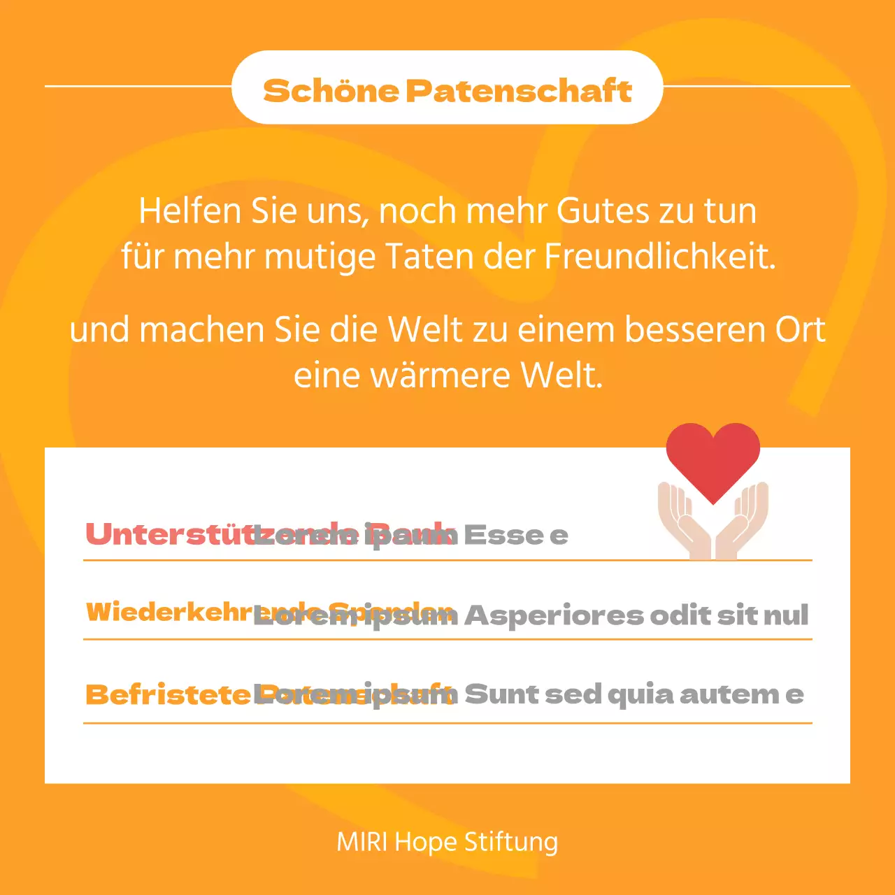 Ein einfacher orange-gelber Bericht über den Spendenverlauf