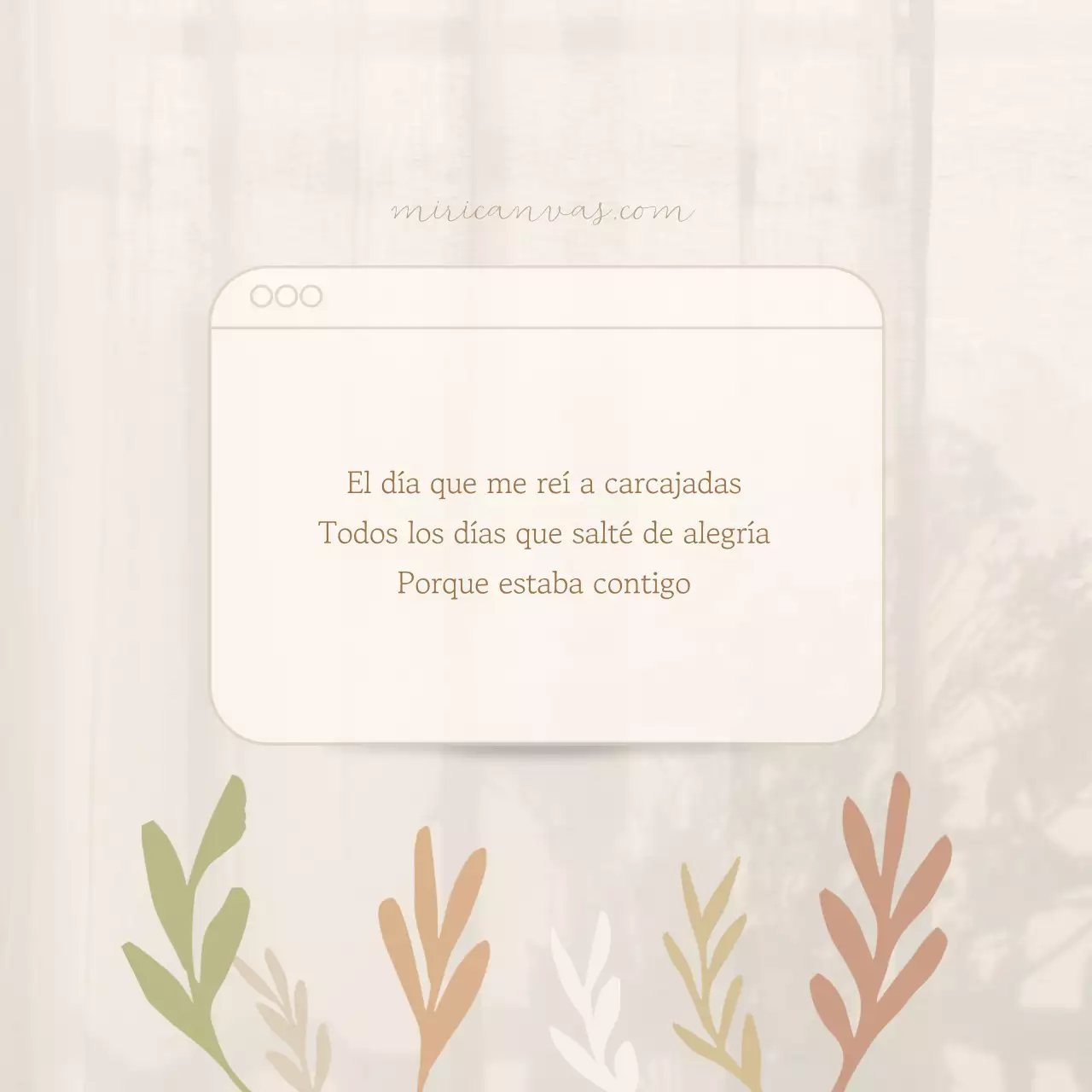 Un sencillo poste sentimental en beige y marfil