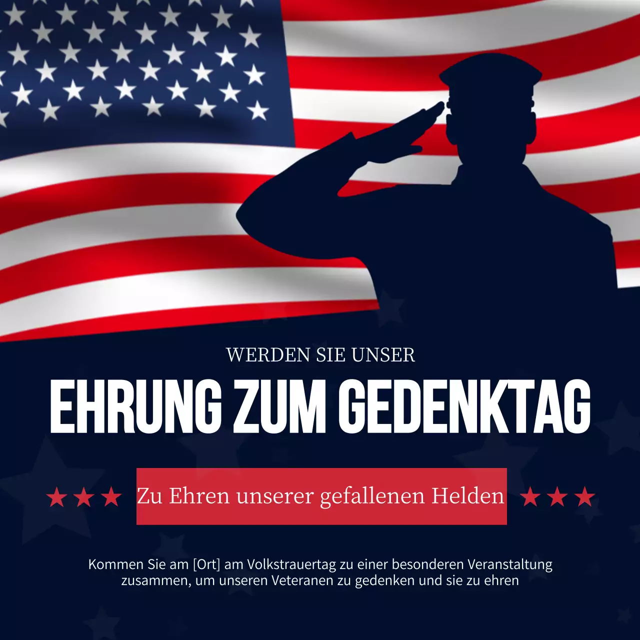 Blaue und rote fette moderne Memorial Day-Werbung
