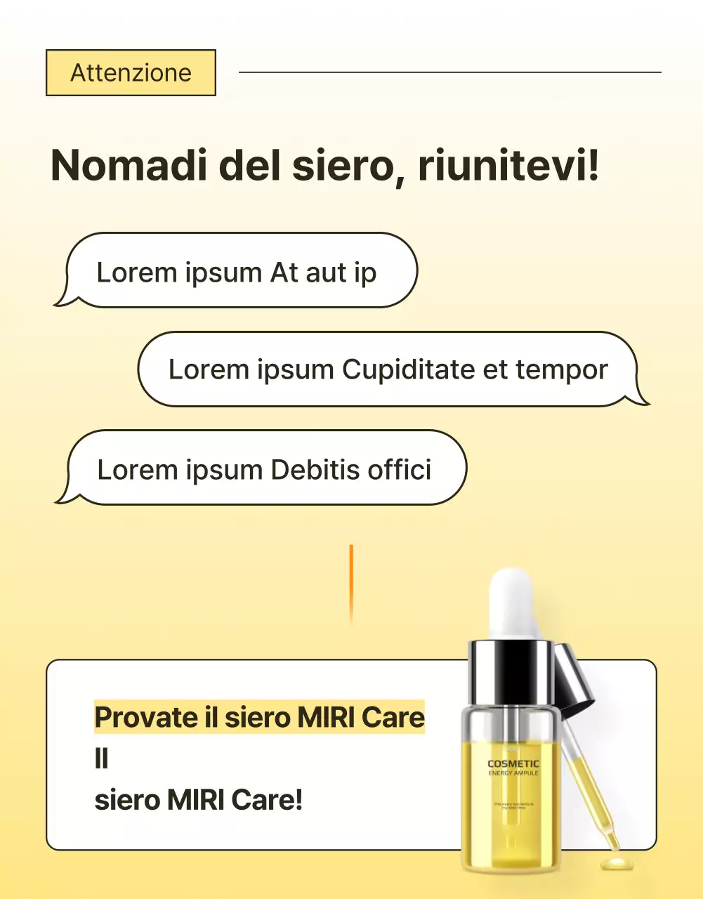 Promuovere cosmetici semplici per la cura della pelle in giallo e arancione