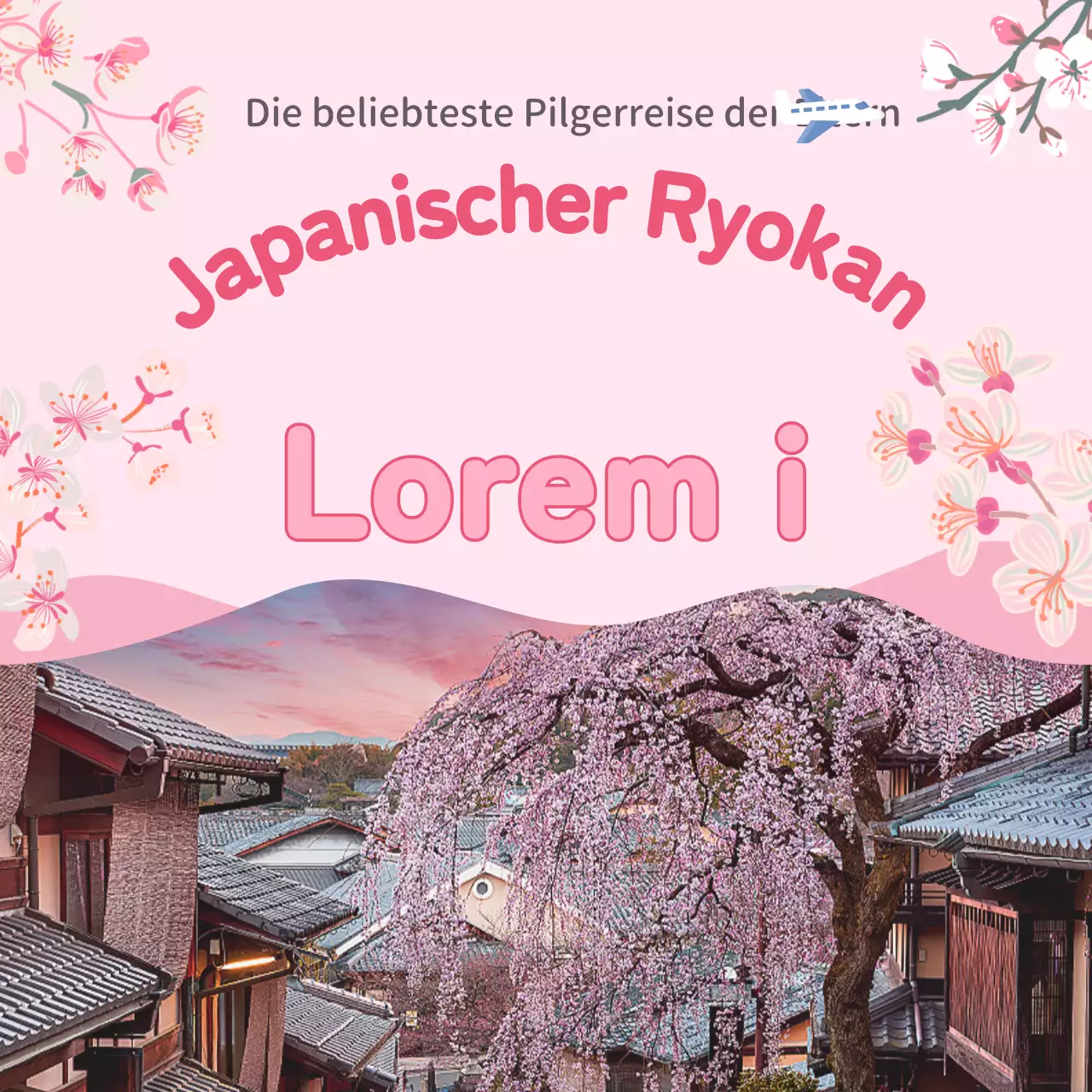 Förderung von rosa und pinkfarbenen orientalisch inspirierten japanischen Pietätsreisen