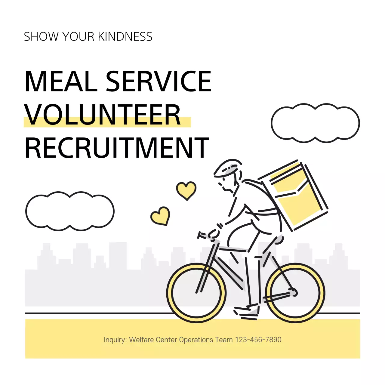 Yellow Minimal Volunteer Recruitment Social Media Post