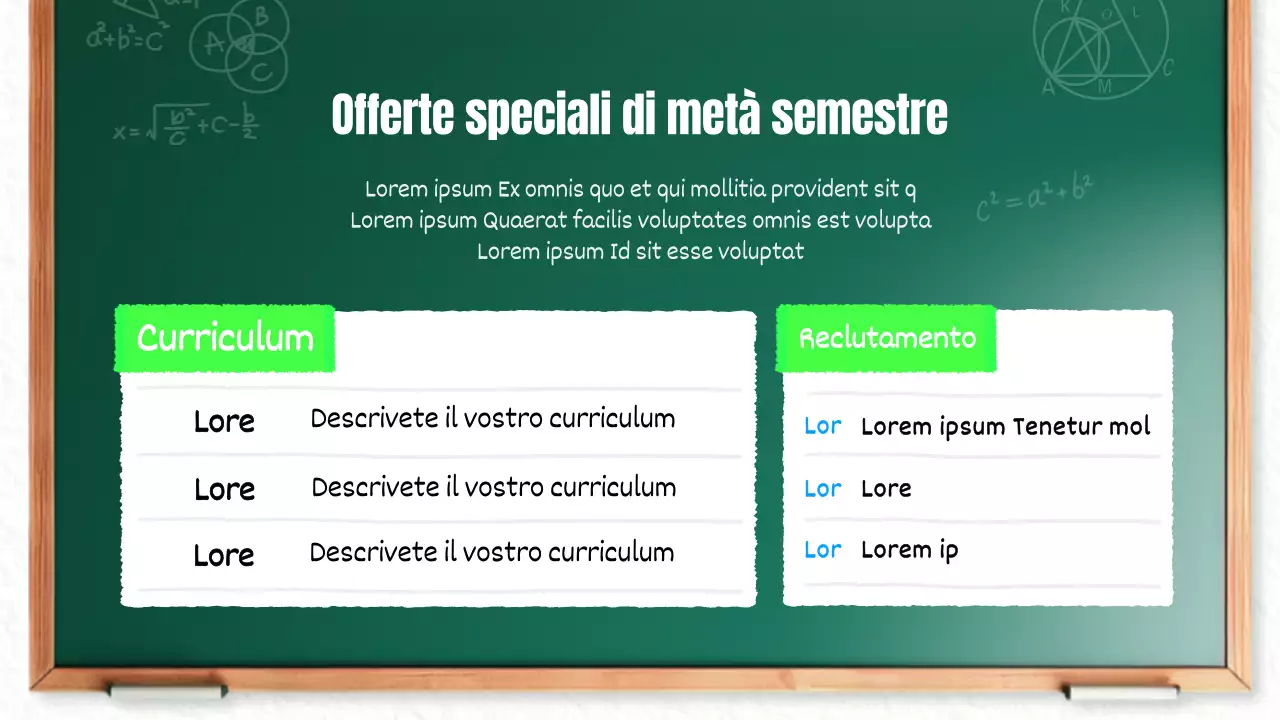Un simpatico annuncio scolastico in bianco e verde