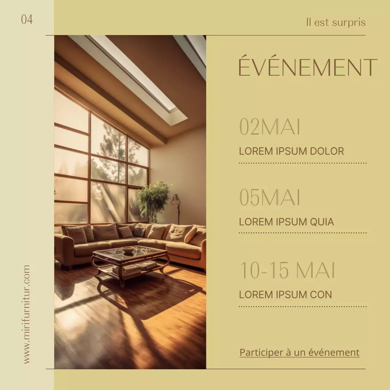 Promouvoir un produit d'ameublement d'intérieur simple dans les tons jaune et marron