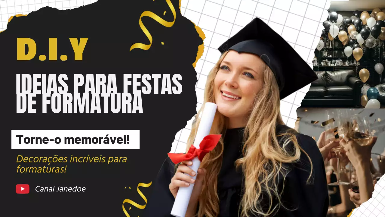 Amarelo Preto Moderno Ideias para a festa de formatura DIY