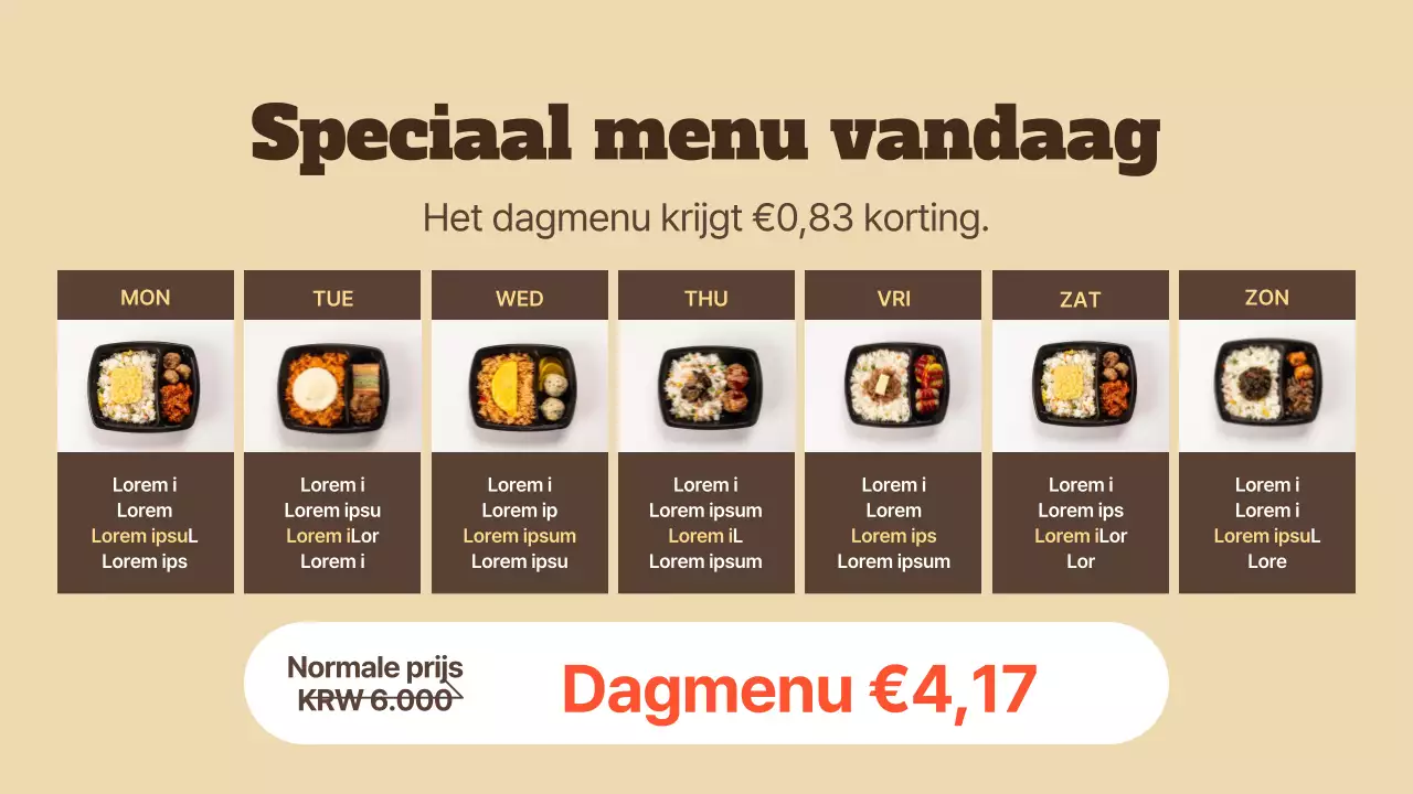 Promoot een eenvoudig bento-restaurant in bruin en beige