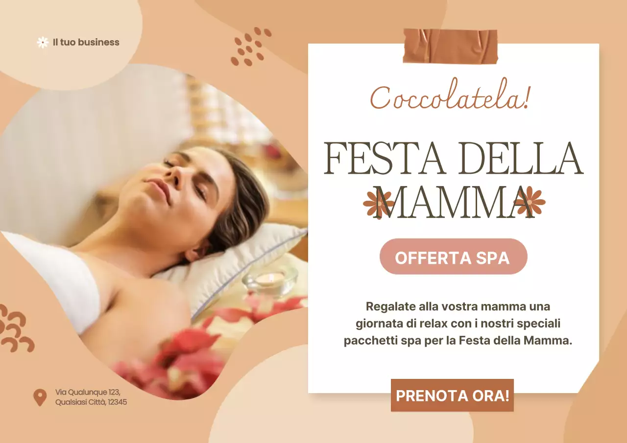 Pubblicità promozionale delle offerte termali per la Festa della Mamma Khaki Modern