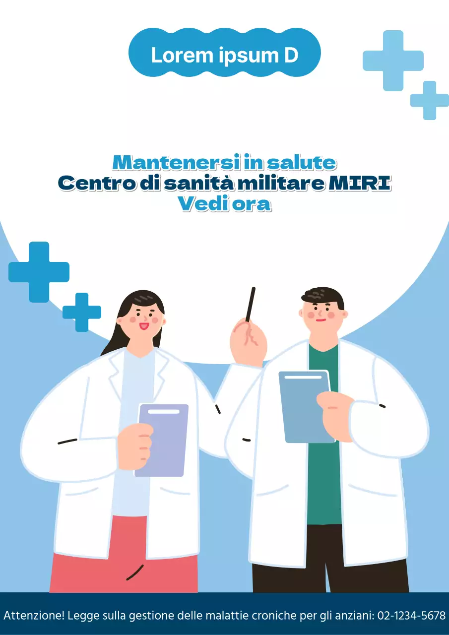 Insegna semplice del centro sanitario in blu e azzurro