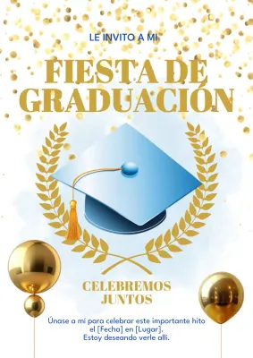 Sencilla invitación de fiesta de graduación en azul y amarillo