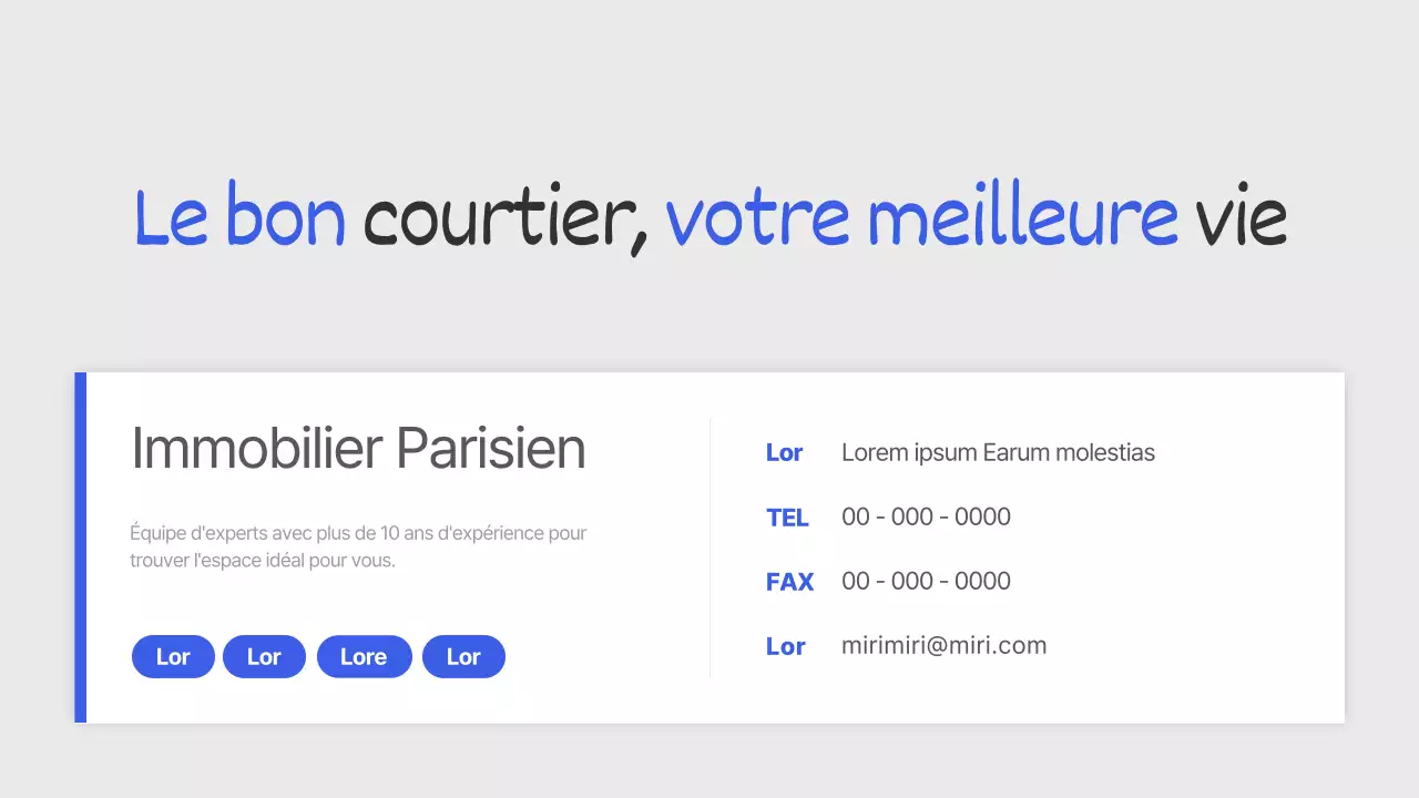 Une simple liste de biens immobiliers en bleu et gris