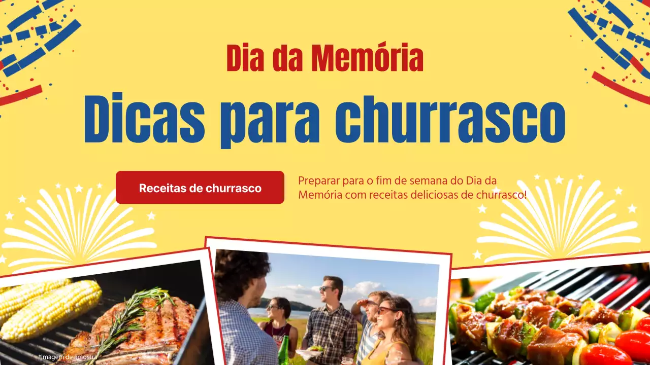 Receita de churrasco moderno para o Memorial Day, vermelho e azul