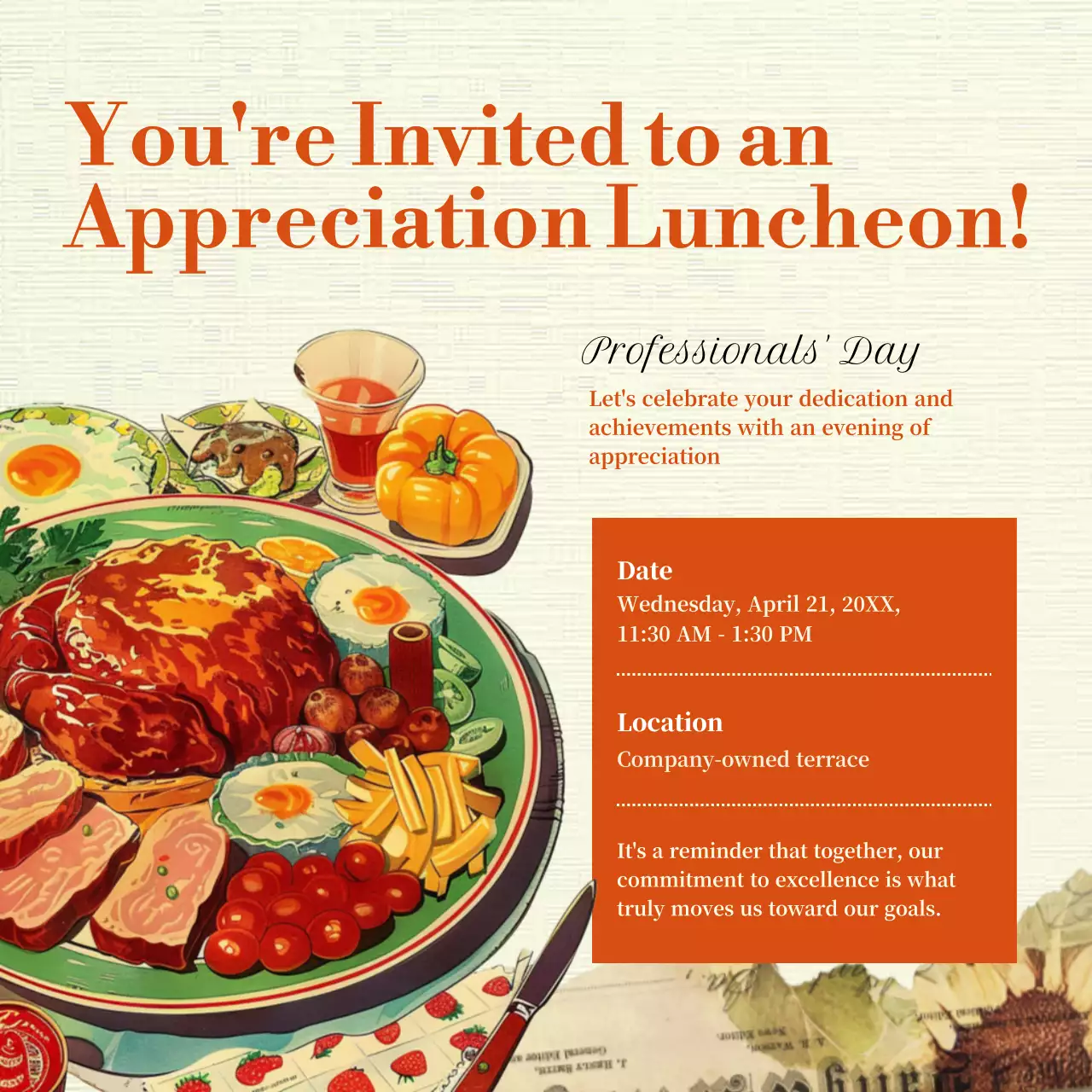 Orange Vintage Professional Invitation Social Media Post