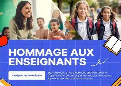 Webinaire moderne bleu et blanc pour la publicité de la semaine d'appréciation des enseignants