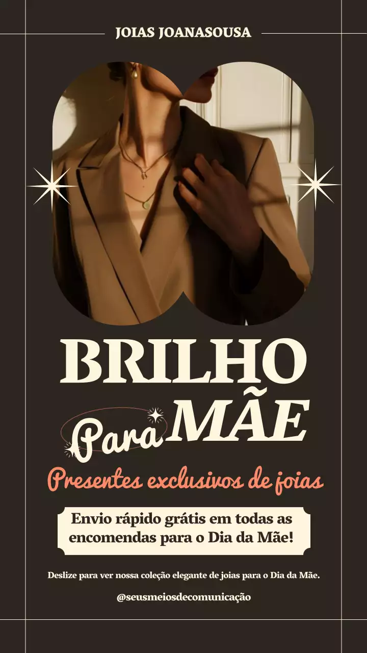 Promoção especial castanha elegante e simples para o dia da mãe para um anúncio de jóias exclusivo