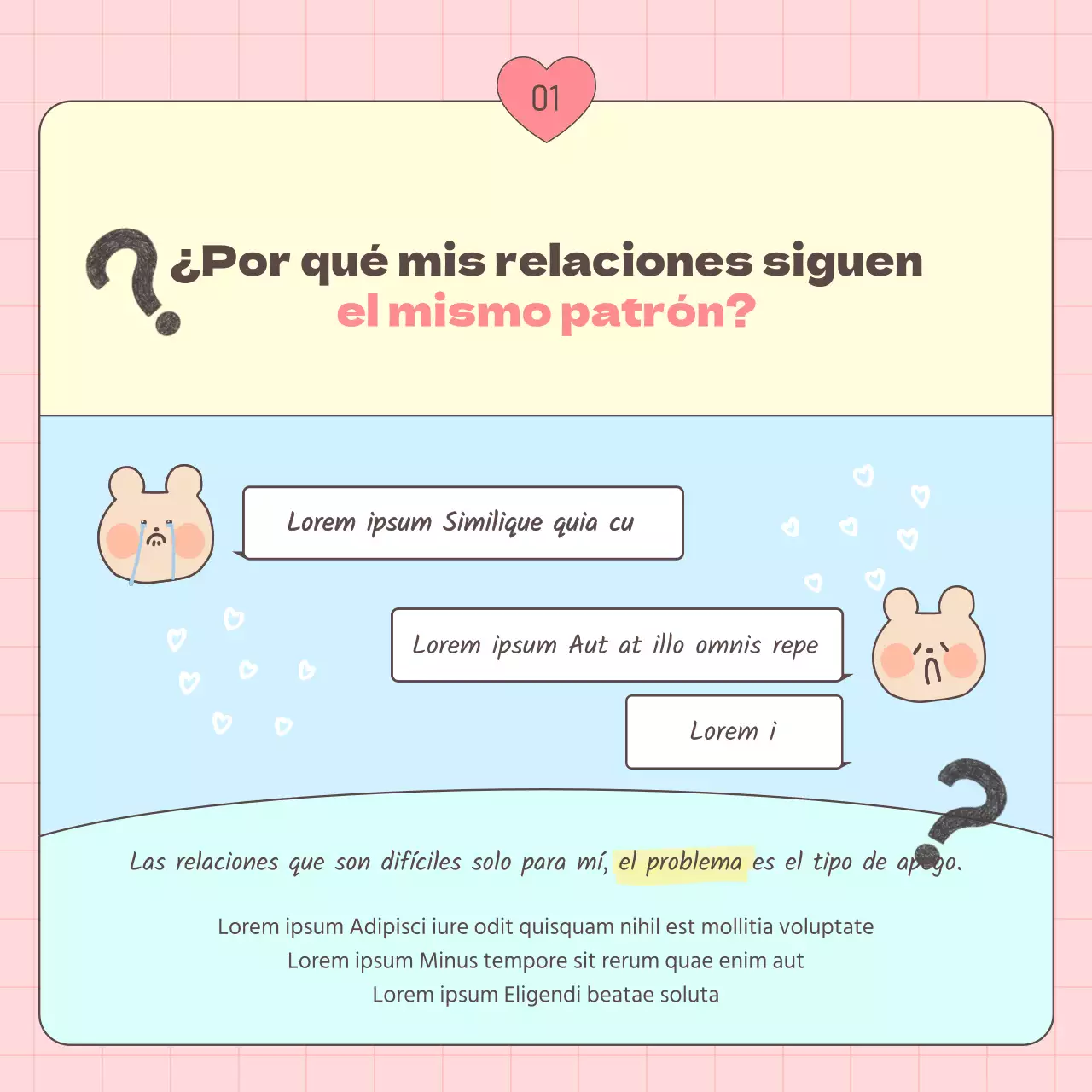 Guía de estilos de apego adulto en rosa y celeste