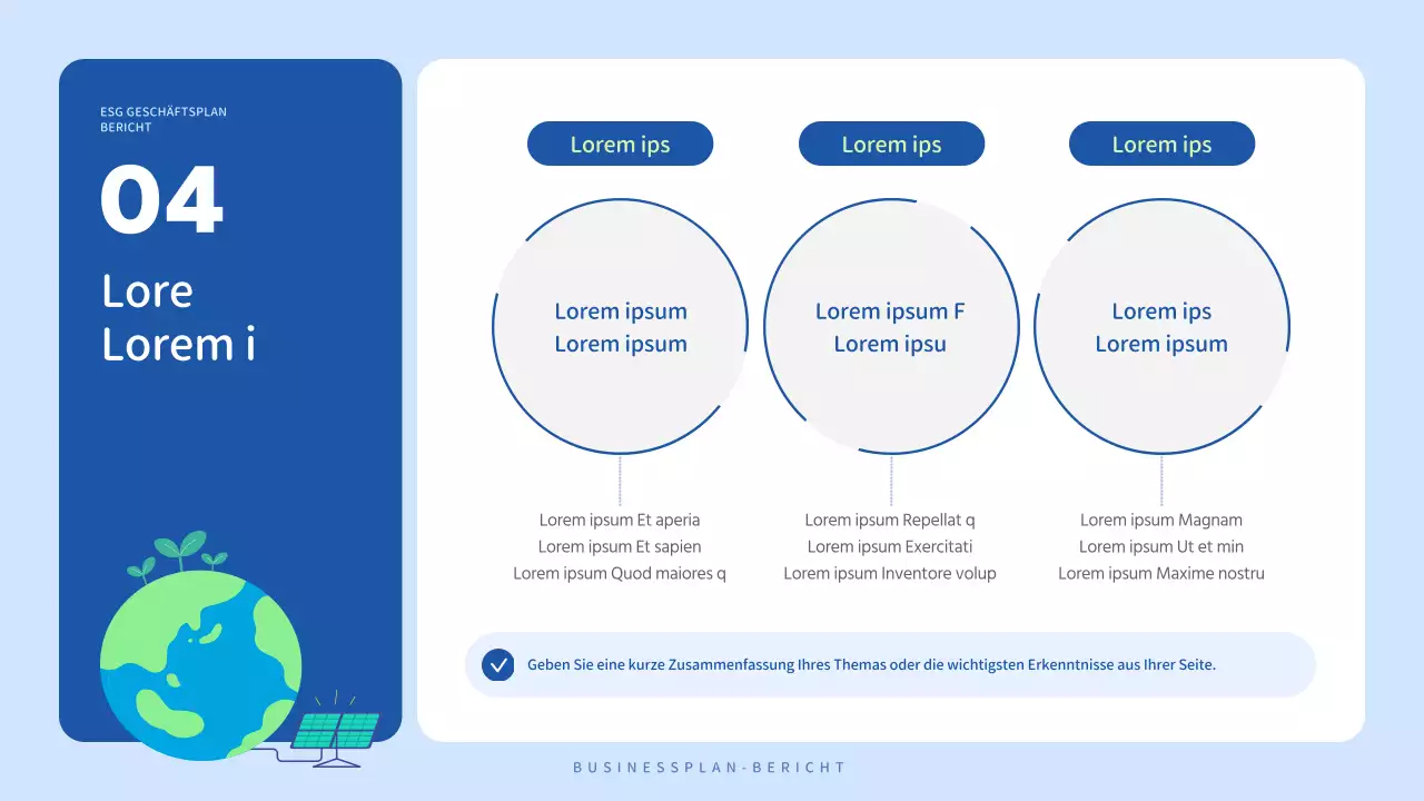 Ein schöner, blau-weißer ESG-Geschäftsplan