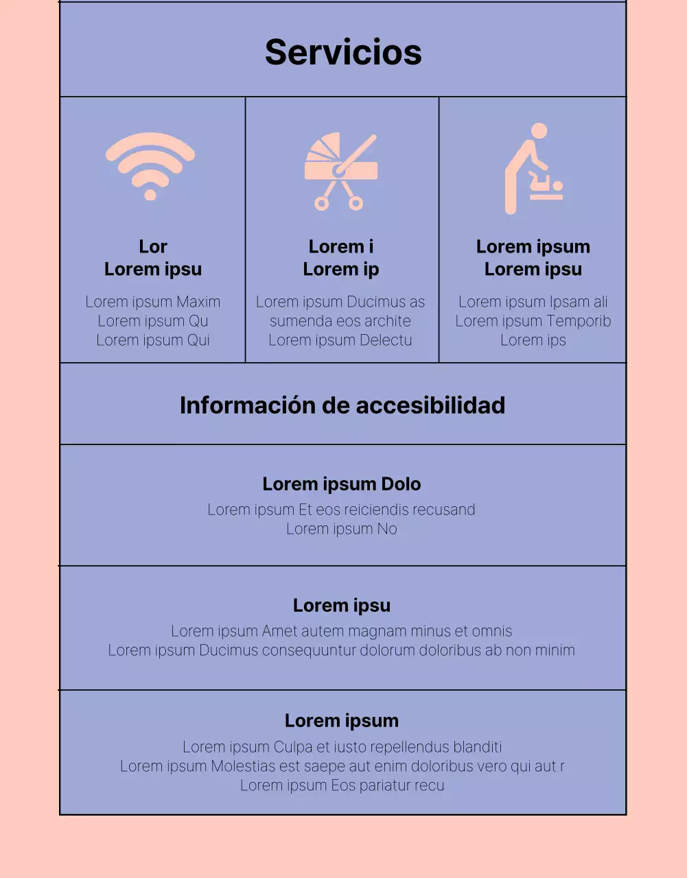 Información sencilla sobre el programa de espectáculos en malva y rosa