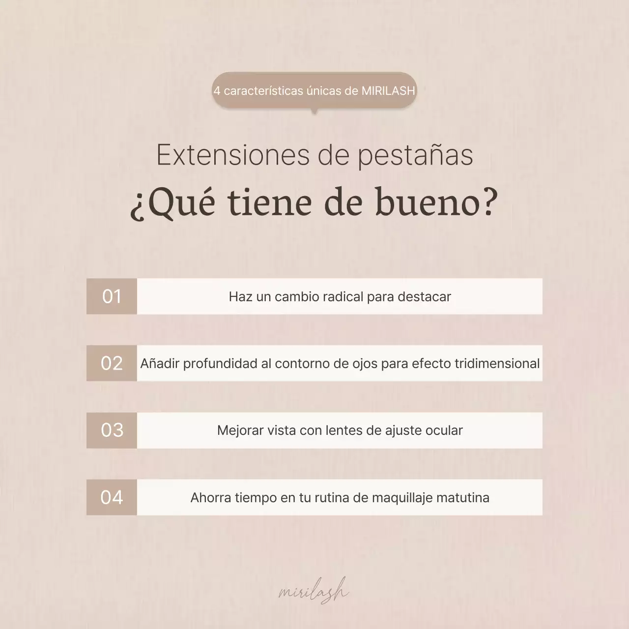 Procedimiento sencillo para pestañas en promoción de belleza marrón y beige