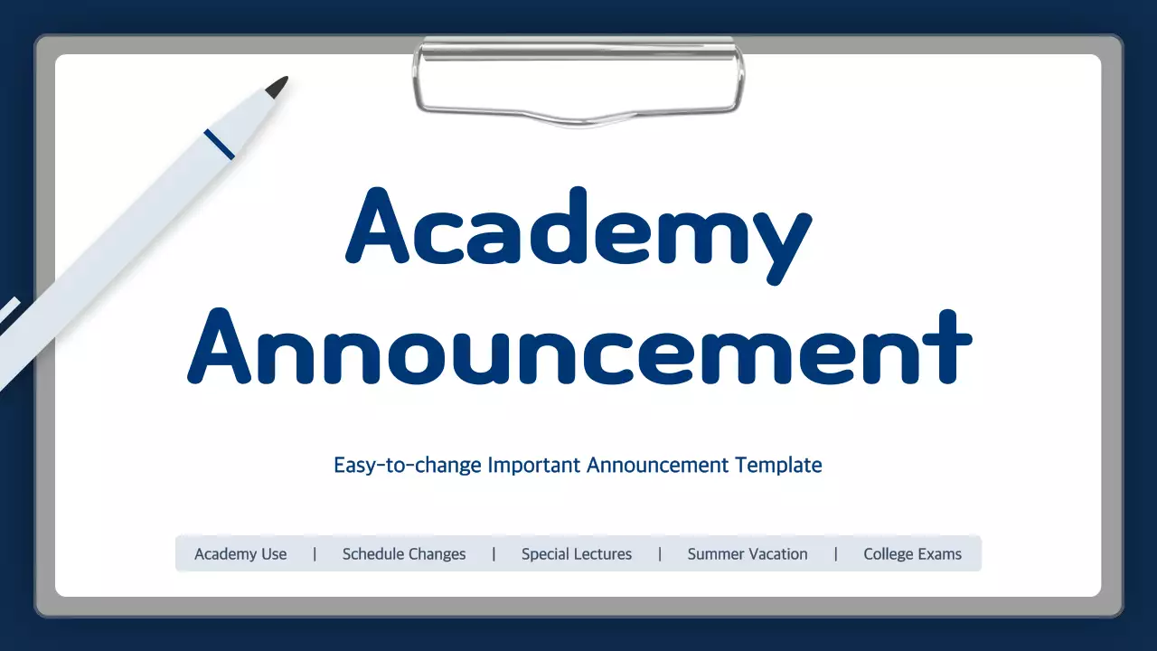 White Simple Academy Announcement Presentation