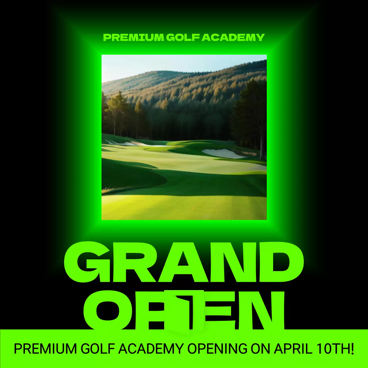 Neon Bold Golf Promotion Social Media Post