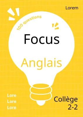 Exercices simples d'anglais secondaire en jaune et noir