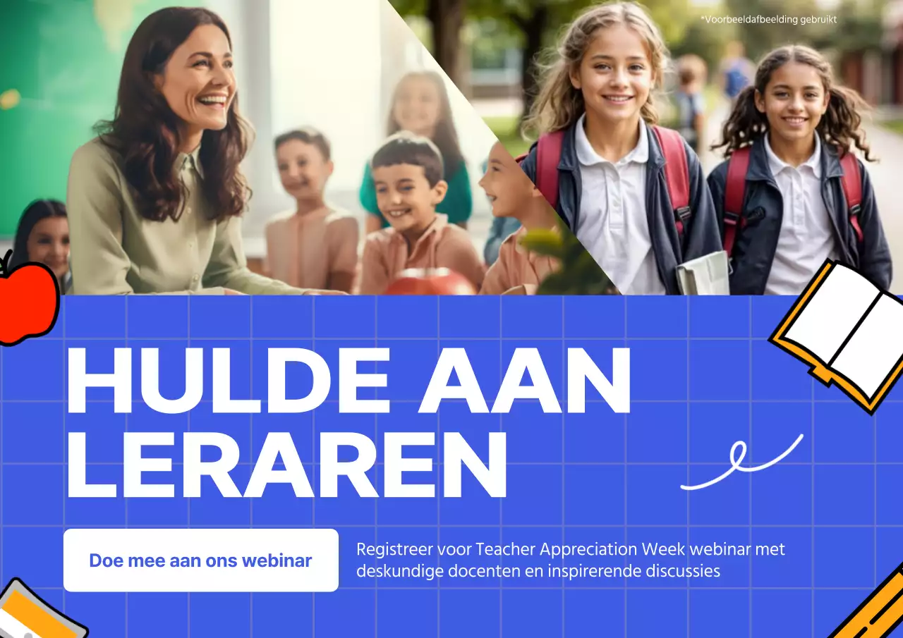 Blauw-wit modern webinar voor de Teacher Appreciation Week Publiciteit