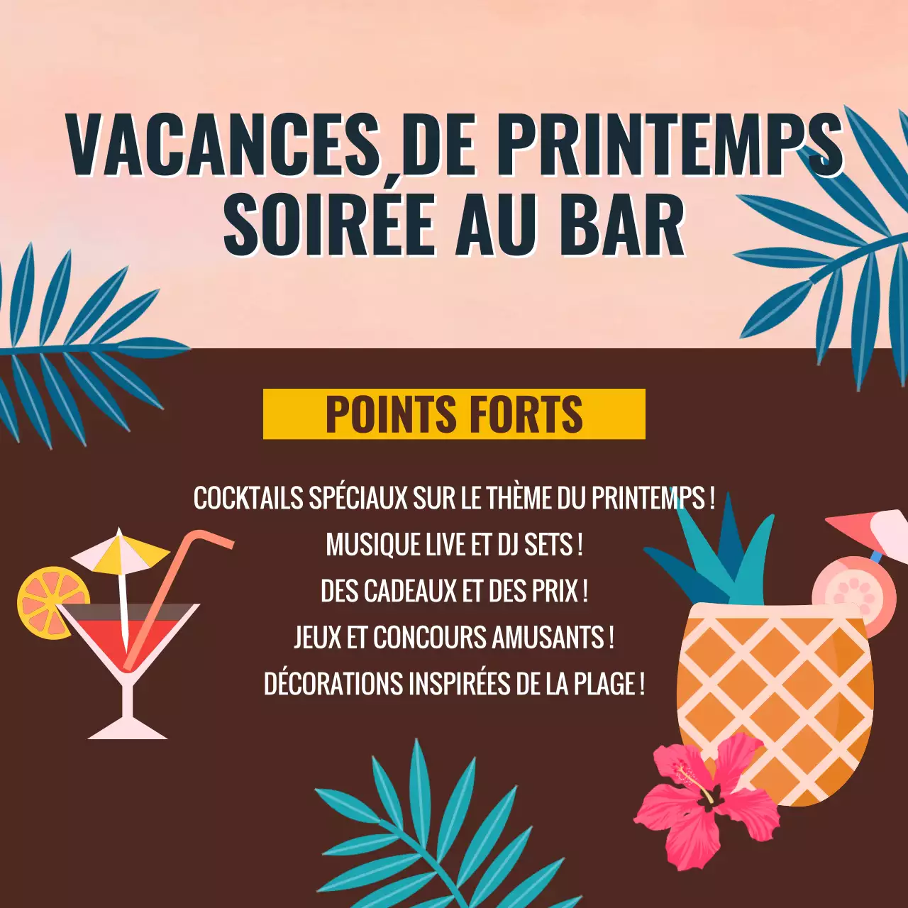 Campagne de la fête de la semaine de relâche du bar branché Blue and Orange