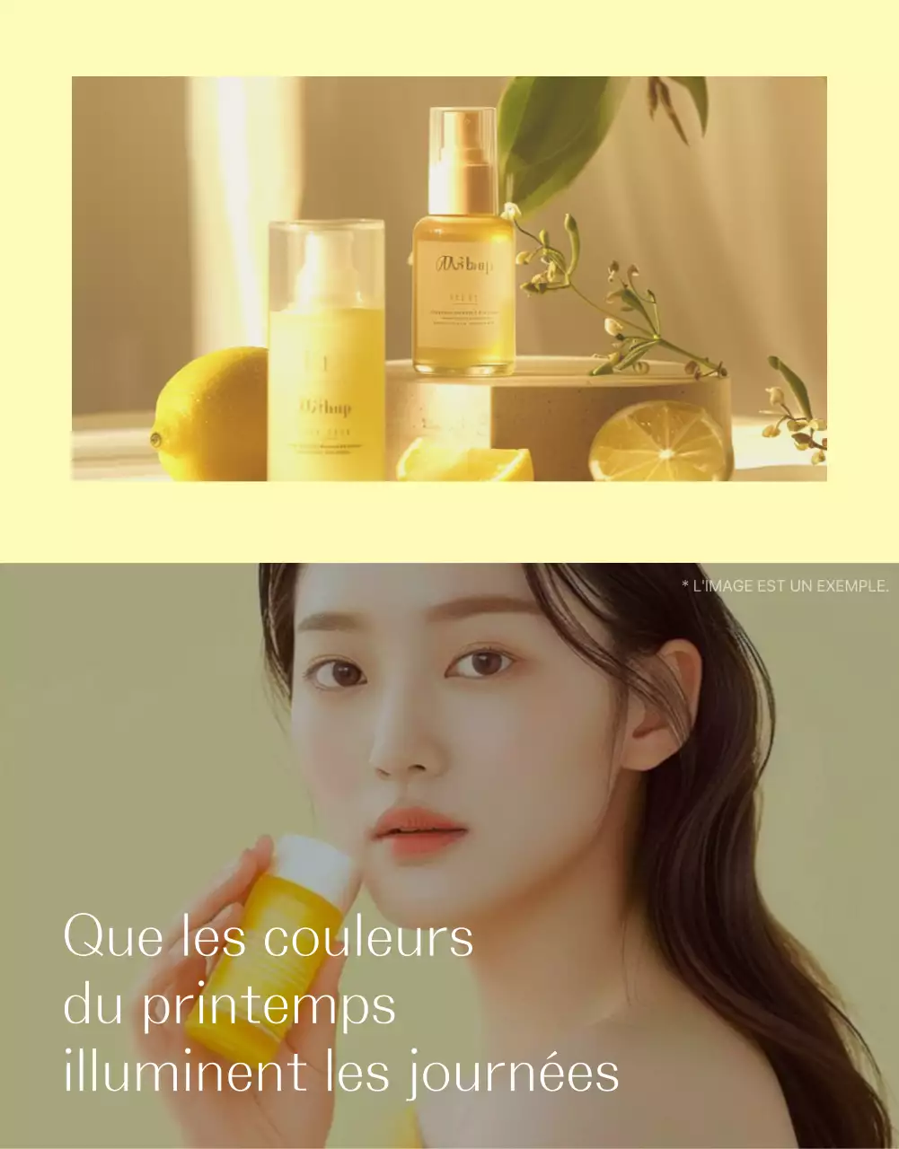 Promouvoir des produits cosmétiques simples pour la peau en jaune et orange