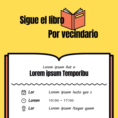 Una sencilla ventana emergente naranja y amarilla para anunciar una librería independiente