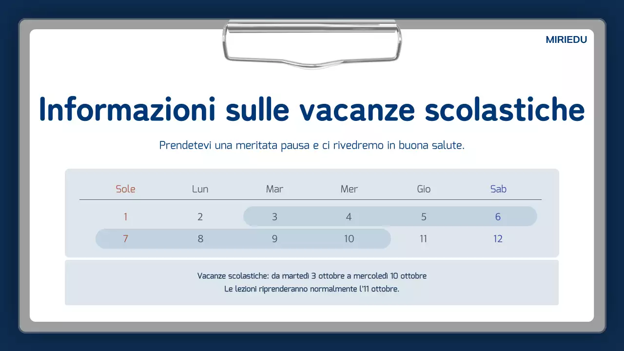 Annuncio scolastico semplice blu navy