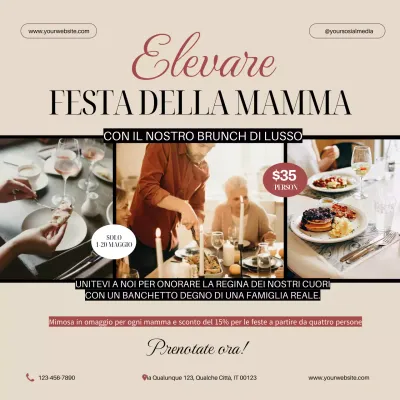 Brunch beige classico e minimale per celebrare la festa della mamma