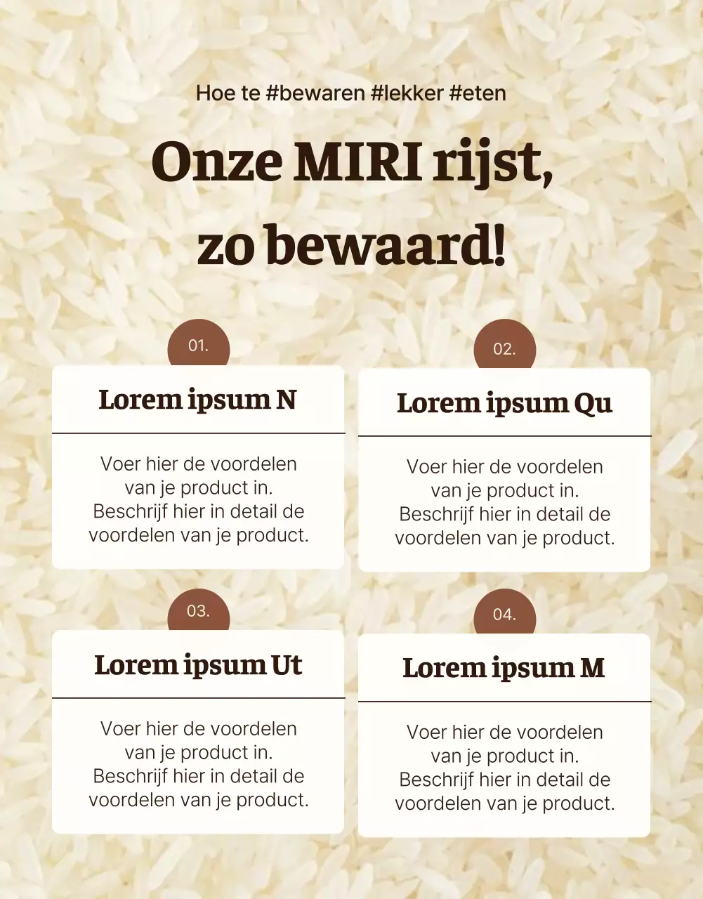 Een moderne introductie tot bruine en ivoorkleurige biologische rijst