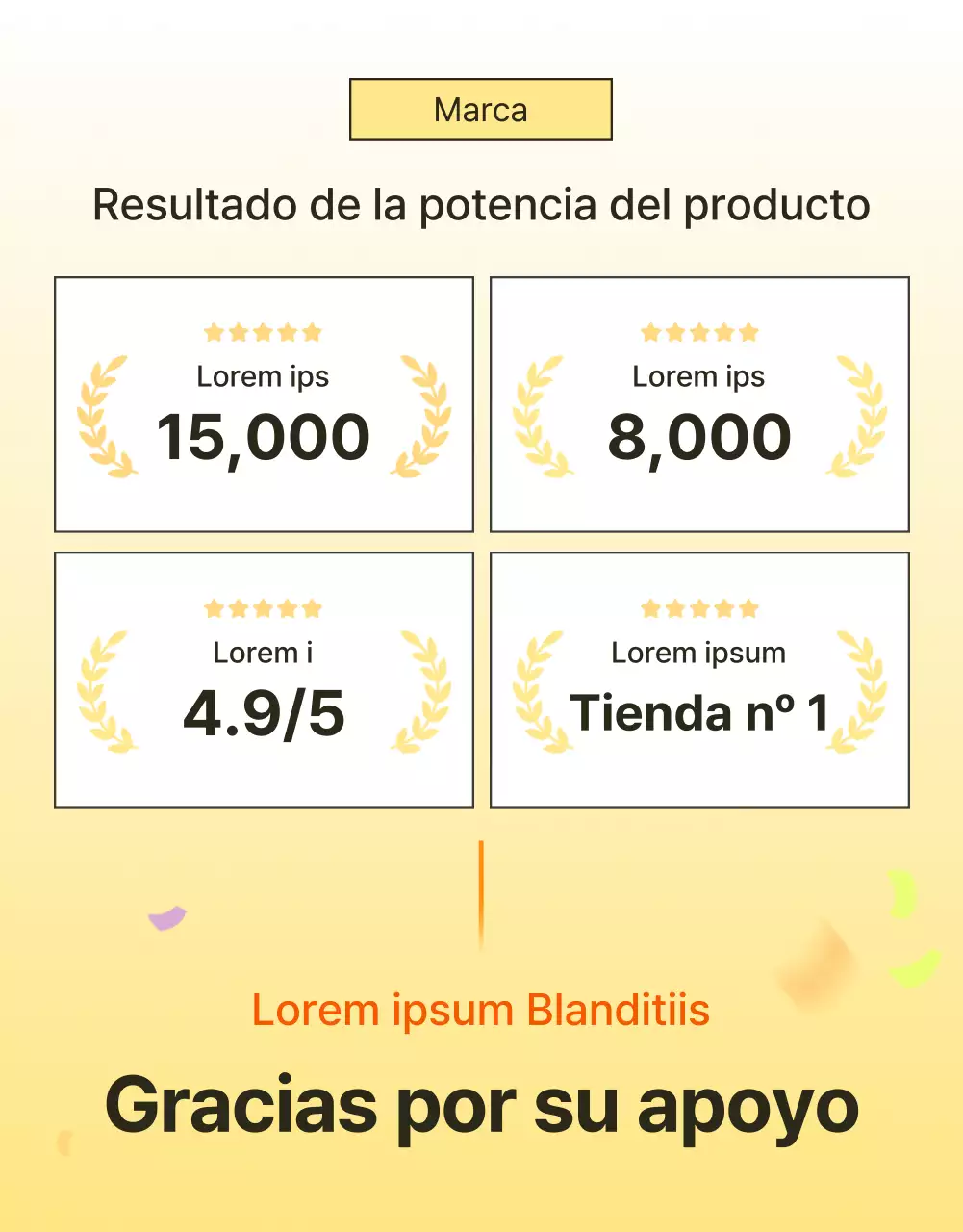 Promover cosméticos sencillos para el cuidado de la piel en amarillo y naranja