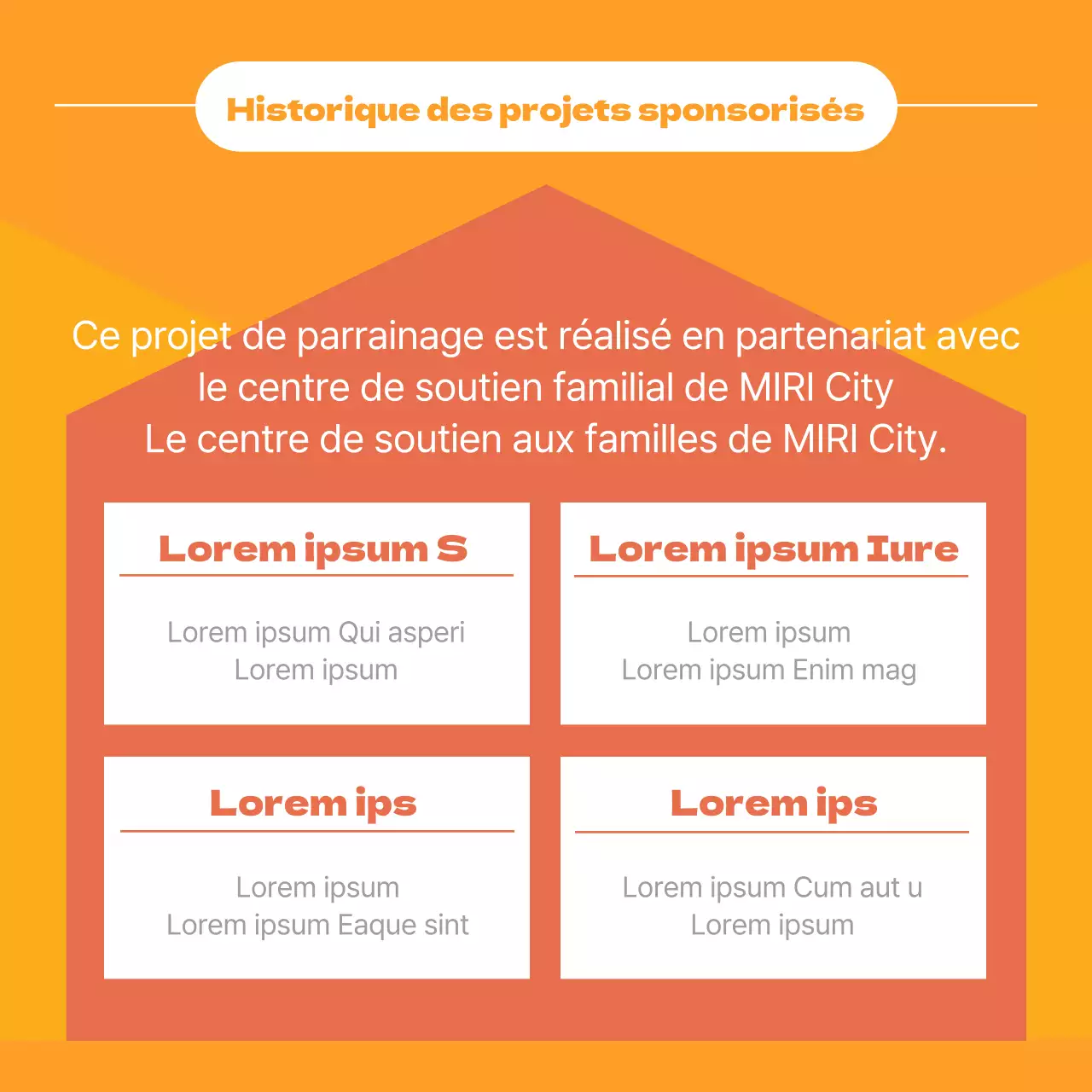 Un simple rapport orange et jaune sur l'historique des dons