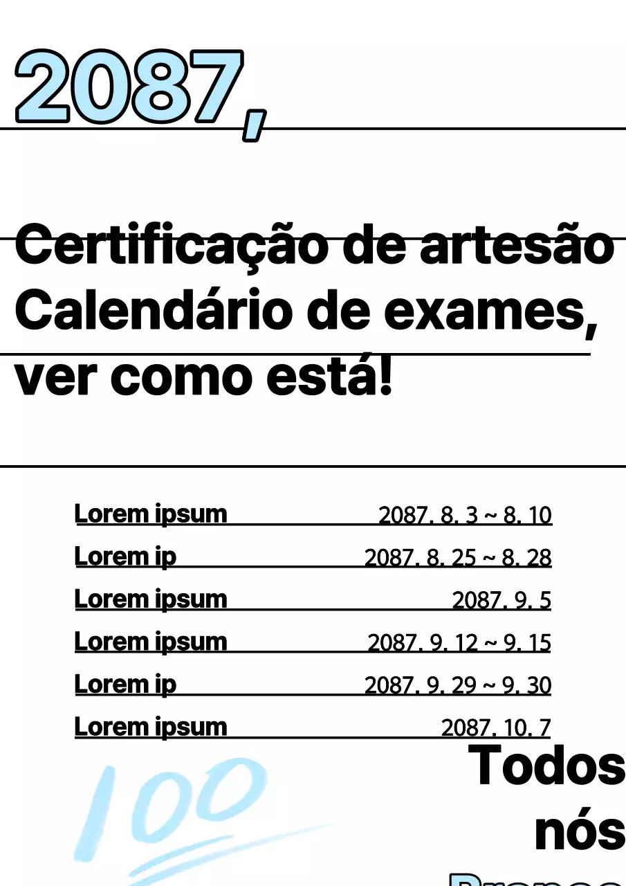 Anúncios modernos do calendário de exames em azul claro