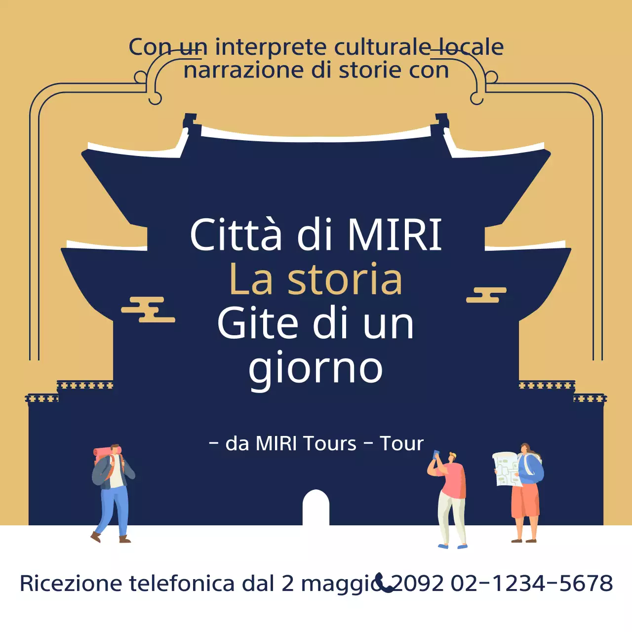 Promuovete le visite storiche con un tradizionale tocco di oro e blu navy