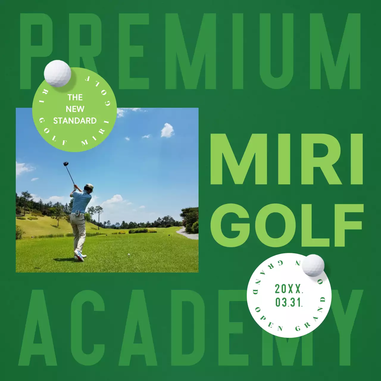 그린 모던 골프 프로모션 소셜 미디어 게시물