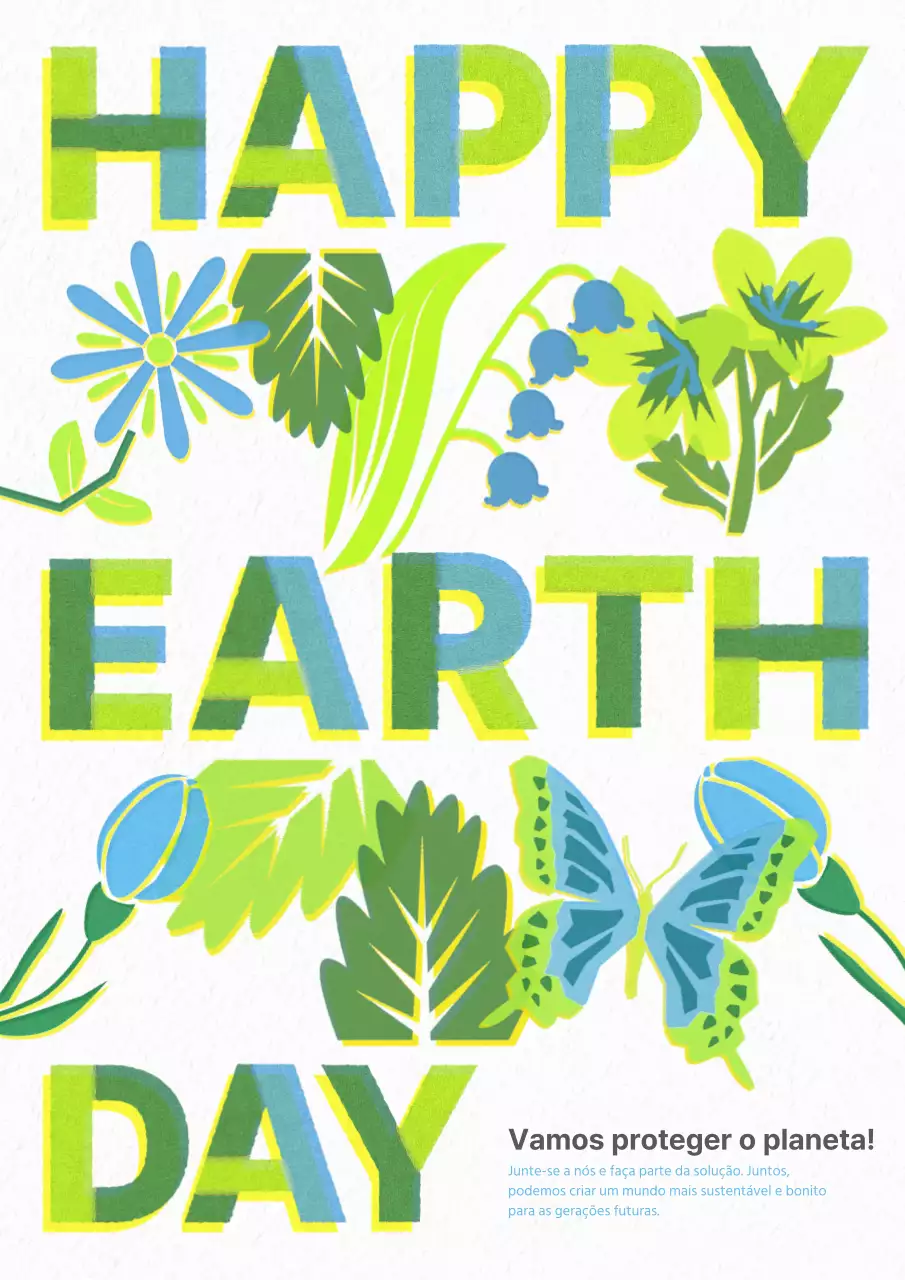 Uma campanha moderna do Dia da Terra em azul celeste e chartreuse