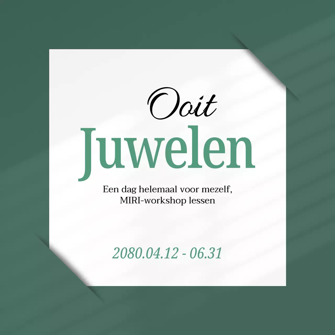 Een eenvoudige aankondiging van een eendaagse klas in groen en wit