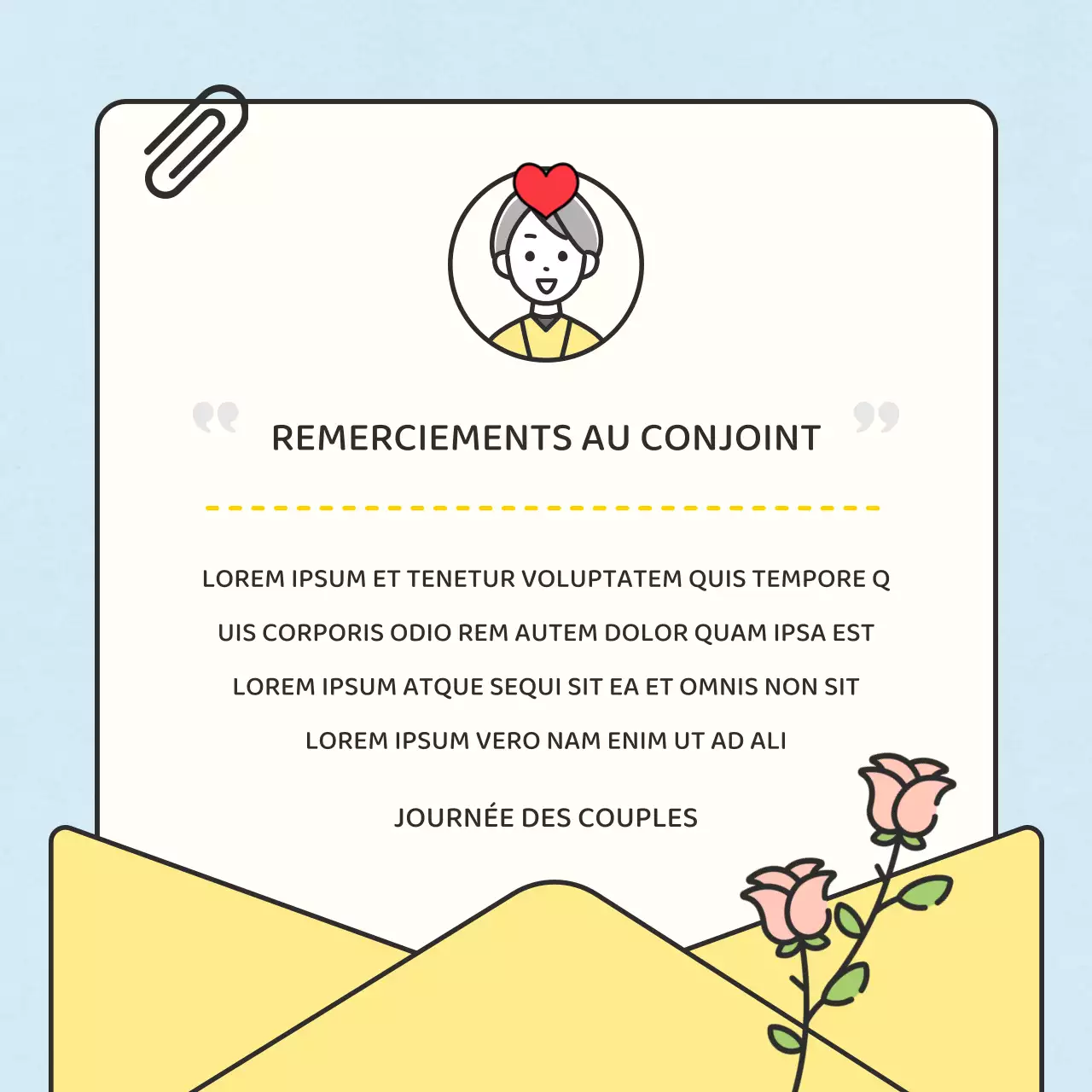 Notes de remerciement rouges et jaunes pour le mois de la famille