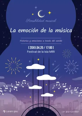 Promocione un festival de música de moda en morado y azul marino