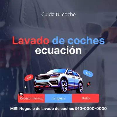 Promocione su negocio de lavado de coches en rojo y azul