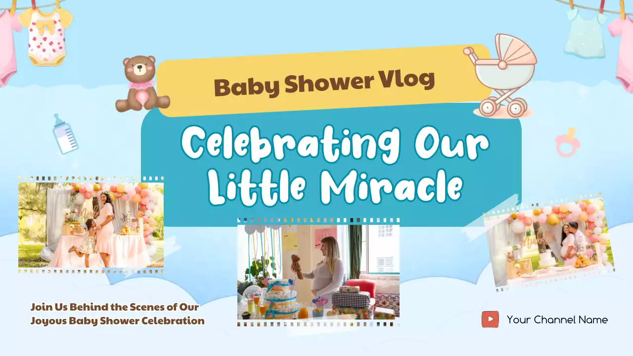 Blue Simple Baby Vlog YouTube Thumbnail