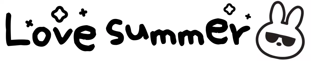 귀여운 손글씨체 여름 선글라스를 쓴 토끼